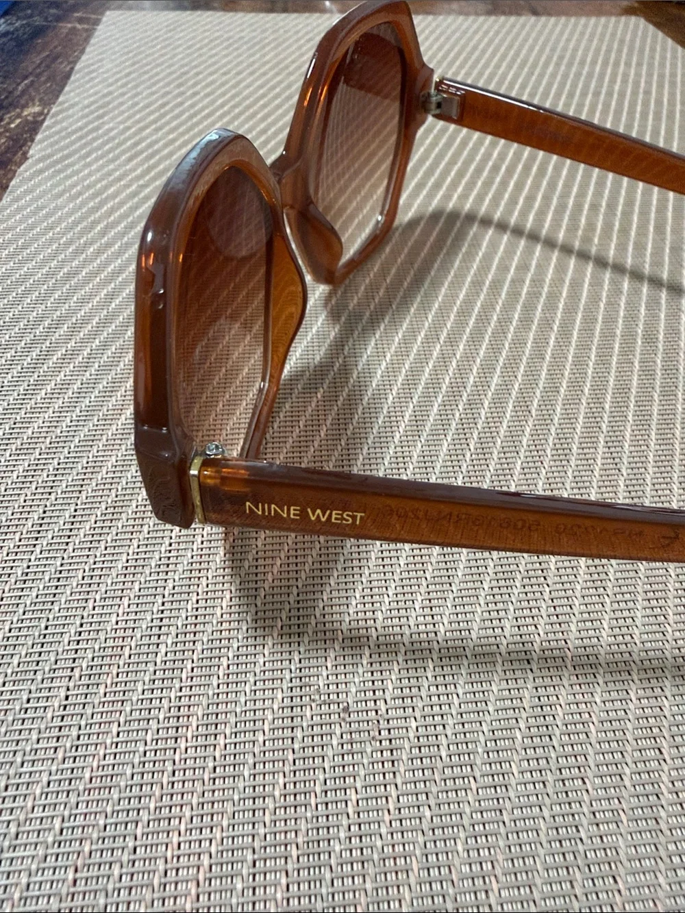 Nine West Oversized Brown Geometric Women's Sunglasses